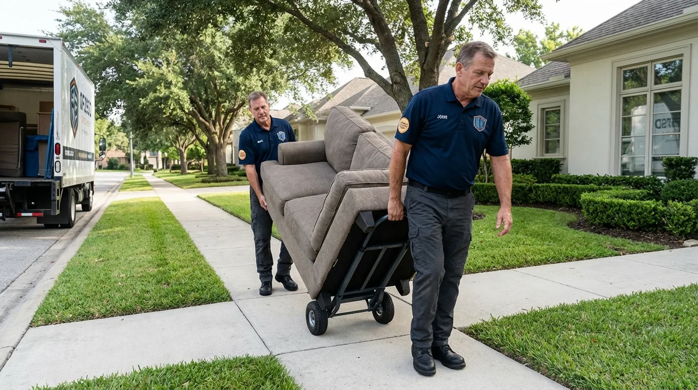 Local residential moving crew loading furniture in Newmarket, NH