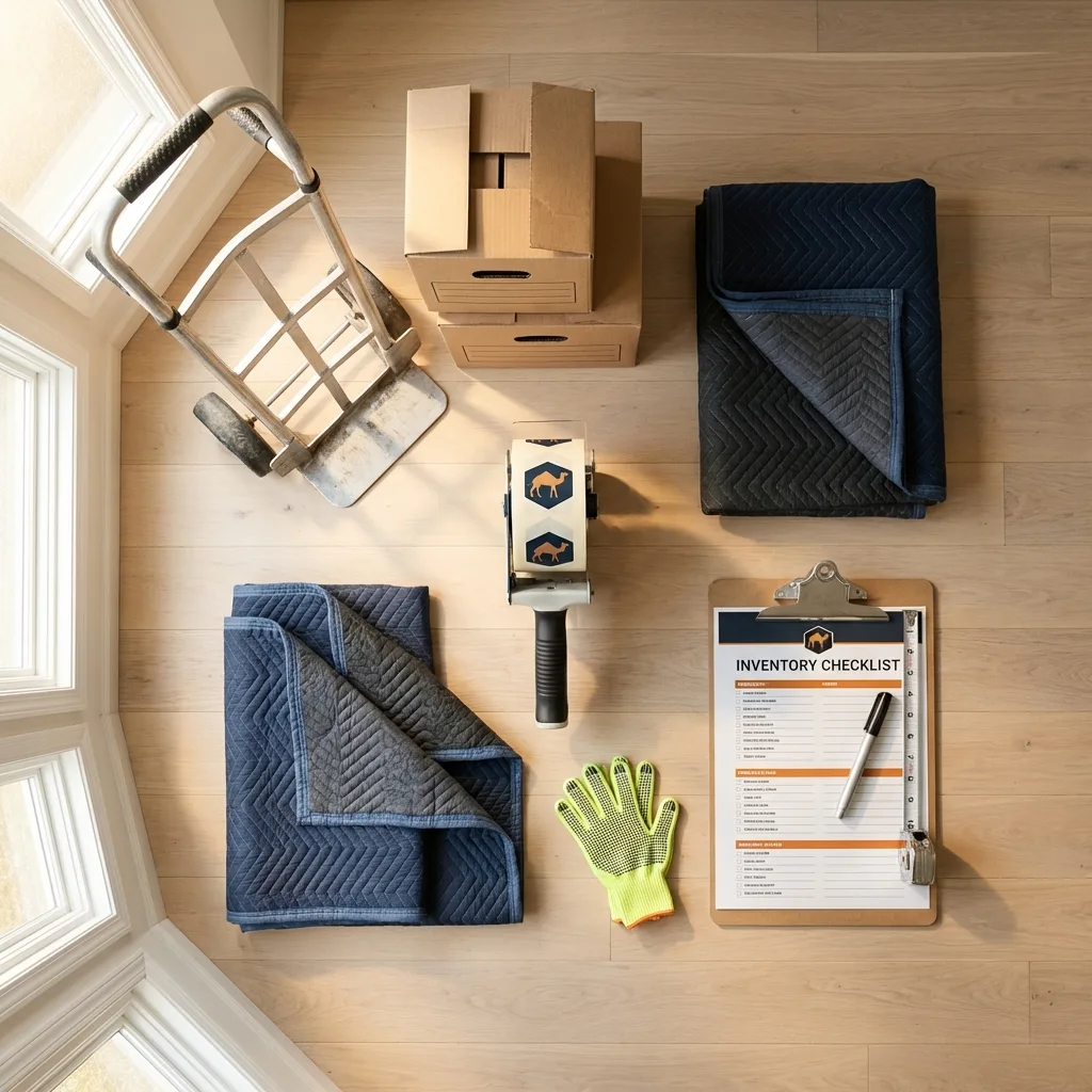 Professional moving supplies and packing materials layout for Newmarket residential relocations